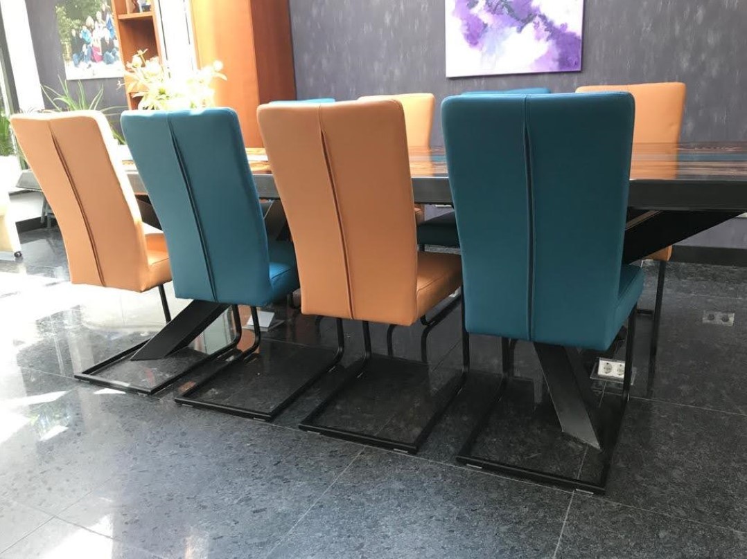 musicus Suri Renovatie Set van 8 leren eetkamerstoelen - met sledepoot - diverse kleuren leer ShopX