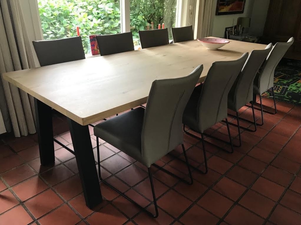 Productie Moederland regen Set van 8 leren eetkamerstoelen - met designpoot - bruin leer ShopX