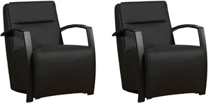 Leren fauteuil arrival, zwart leer, zwarte stoel