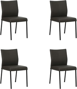 Set van 4 Donkerbruine leren moderne eetkamerstoelen Basic - poot vierkant zwart - Toledo Leer Caffe (donkerbruin leer)