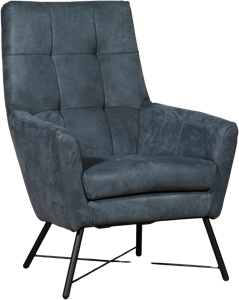 Leren fauteuil proud 108 blauw, blauw leer, blauwe stoel