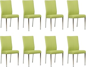 Set van 8 Felgroene leren moderne eetkamerstoelen Comfort - Toledo Leer Lime (felgroen leer)