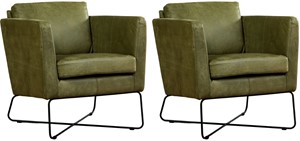 Leren fauteuil crossover, groen leer, groene stoel