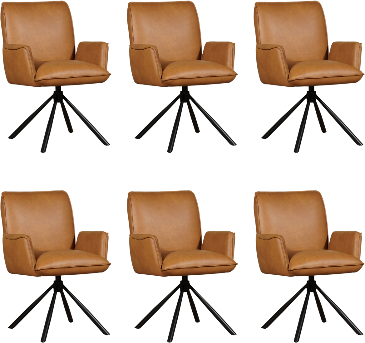 koepel Dressoir strand Leren eetkamerstoel Elite - draaibaar - automatisch terug naar beginstand -  set van 6 stoelen - Toledo Leer Sabbia ShopX
