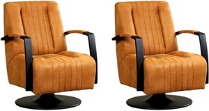 Leren draaifauteuil galaxy, bruin leer, bruine draaistoel