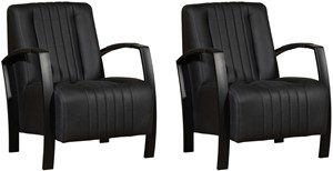 Leren fauteuil glamour, zwart leer, zwarte stoel