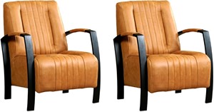 Set van 2 Leren industriële fauteuils Glamour