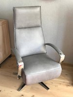 Leren Relaxfauteuil Met Stalen Frame Grijs Leer Shopx