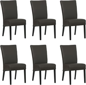 Set van 6 Donkerbruine leren landelijke eetkamerstoelen Just - Toledo Leer Caffe (donkerbruin leer)