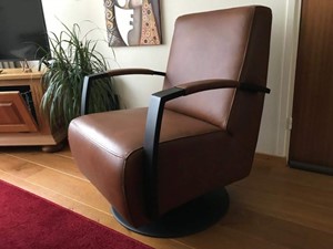 Leren draaifauteuil mood 506 bruin, bruin leer, bruine draaistoel