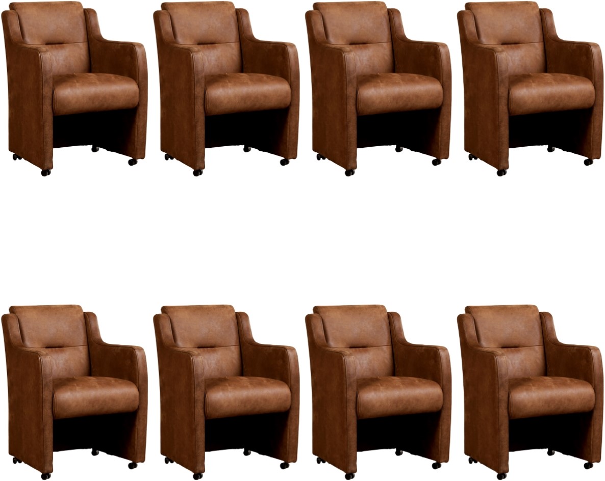 Zilver bewondering Misverstand Leren eetkamerfauteuil Mass - set van 8 stoelen - Hermes Leer Red - Met  handgreep - Zwart ShopX