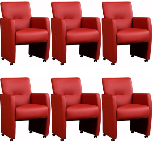 Leren eetkamerfauteuil Pleasure - set van 6 stoelen