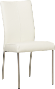 Gebroken witte leren moderne eetkamerstoel Comfort - poot rond rvs - Hermes Leer Bianco (gebroken wit leer)