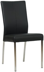 Zwarte leren moderne eetkamerstoel Comfort - poot vierkant rvs - Toledo Leer Nero (zwart leer)