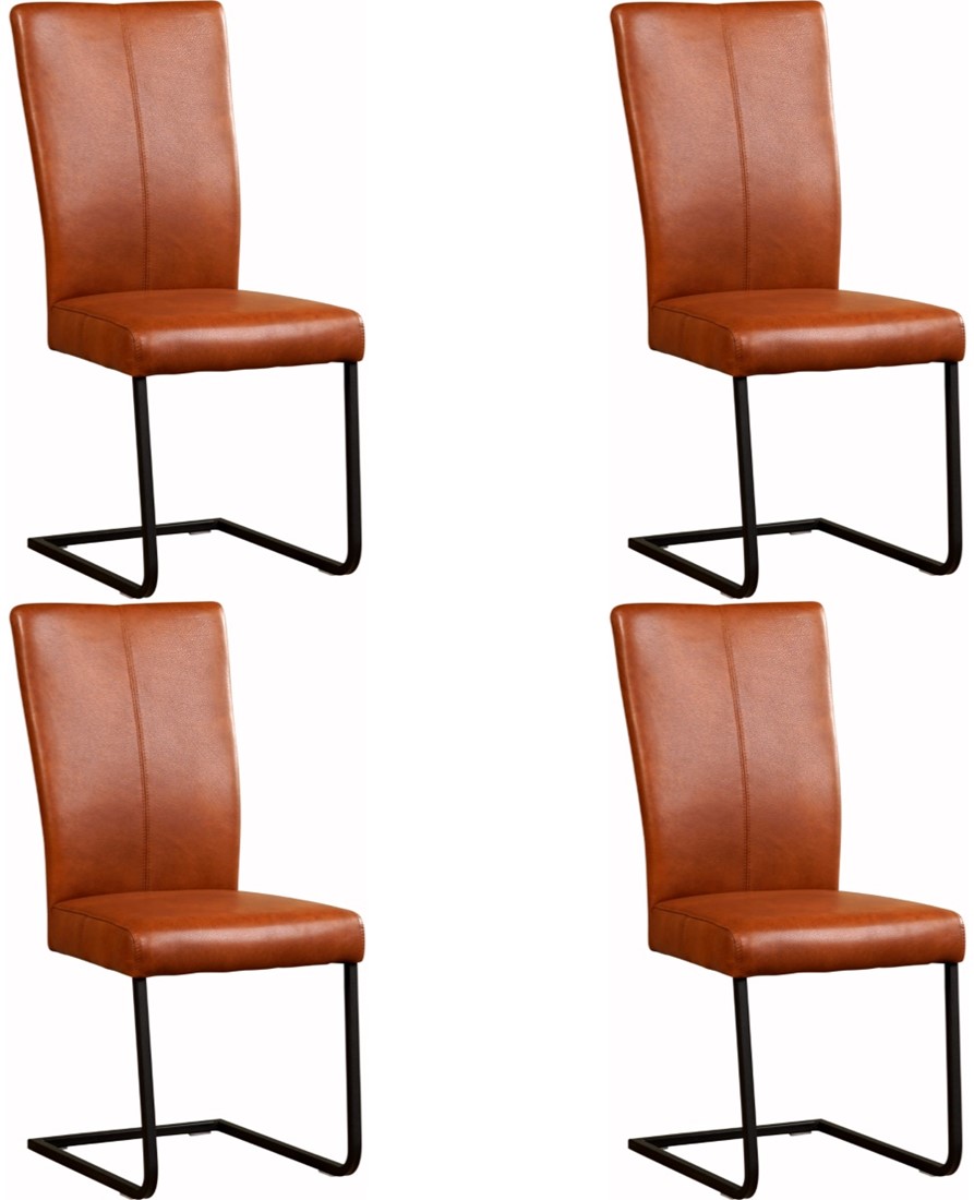 bouwer schouder Geniet Leren eetkamerstoel Dare - set van 4 stoelen - Vintage Leer Brown - Kleur  poot, zwart ShopX