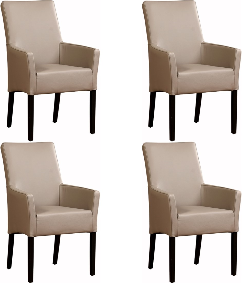Wennen aan snor inkt Leren eetkamerstoel Just - met armleuning - set van 4 stoelen - Hermes Leer  Dune ShopX
