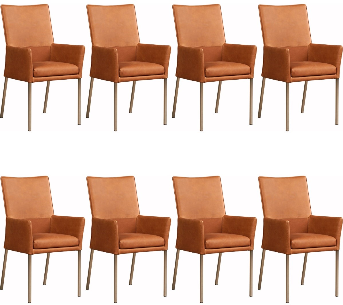 Leren eetkamerstoel Royal - met armleuning - set van 8 stoelen