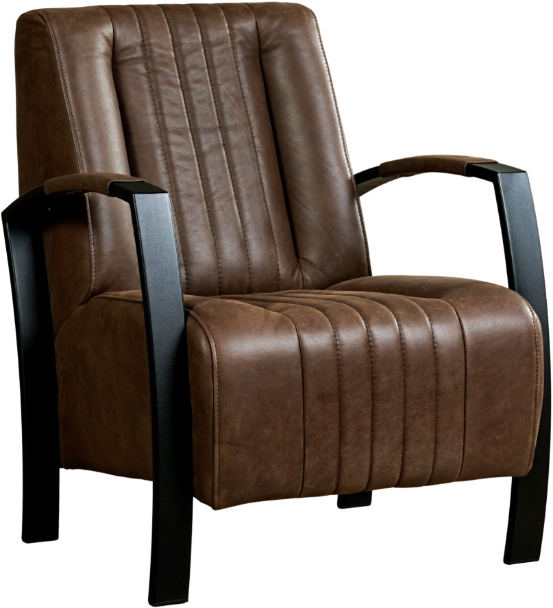 bijkeuken Bevoorrecht Uitverkoop Leren industriële fauteuil Glamour - Vintage Leer Brown - Frame zwart ShopX