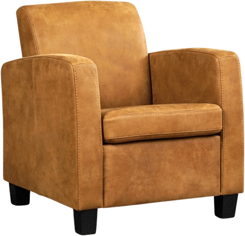 Set van 2 cognac kleur leren fauteuils Joy - Kenia Leer Walnut - Hout zwart