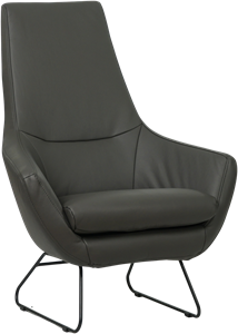 Donkergrijze leren moderne fauteuil Trust - staal zwart - Hermes Leer Antracite (donkergrijs leer)