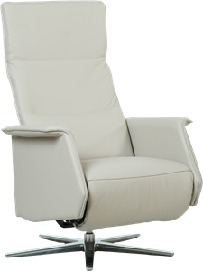 Crème leren moderne relaxfauteuil Mojo - met stervoet chroom - zithoogte medium - Toledo leer Misty (crème leer)