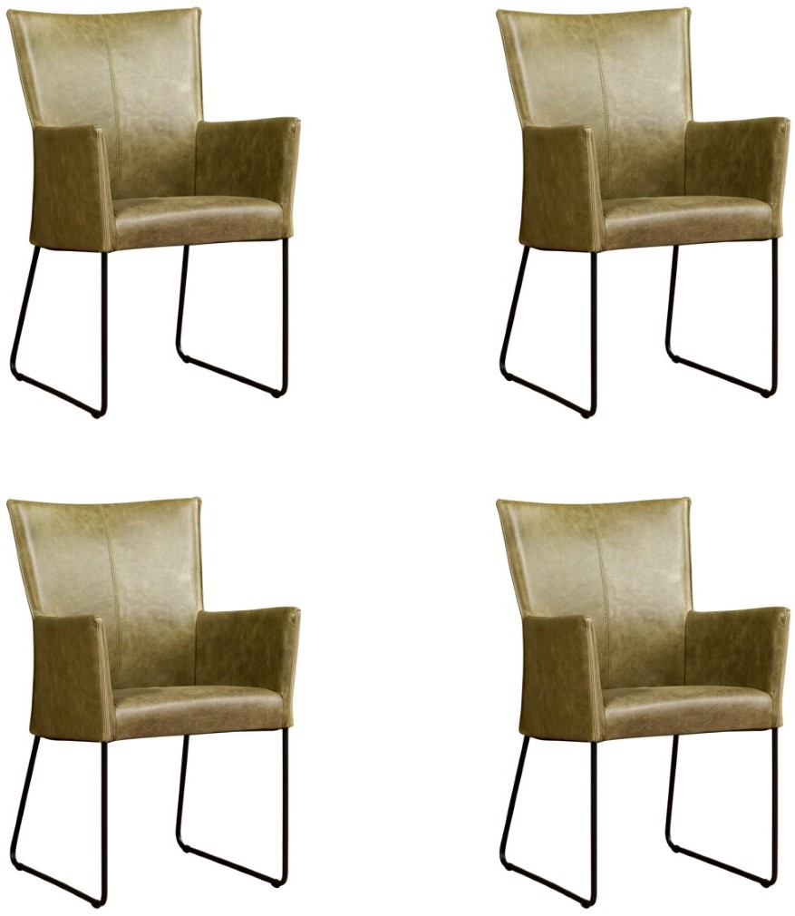 analyseren de eerste Veel Leren eetkamerstoel Mate - met armleuning - set van 4 stoelen - Vintage  Leer Olive ShopX