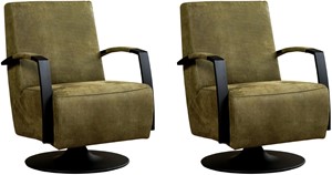 Leren draaifauteuil mood, groen leer, groene draaistoel