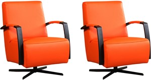 Leren draaifauteuil mood, oranje leer, oranje draaistoel