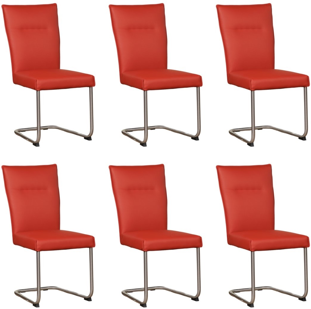 Leren Retro - set van 6 stoelen - Toledo Leer Siegelstein Kleur poot, RVS ShopX