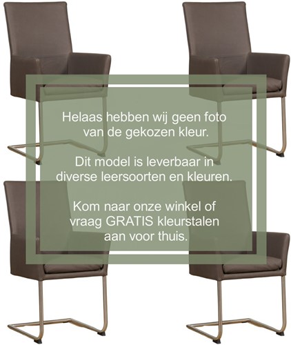 Leren eetkamerstoel Rumor - met armleuning en sledepoot rond - set van 4 stoelen - Toledo Avorio (crème) - Kleur poot, zwart