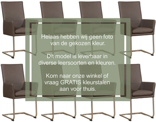 Leren eetkamerstoel Rumor - met armleuning en sledepoot rond - set van 8 stoelen - Toledo Aubergine (paars) - Kleur poot, RVS