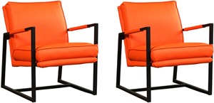 Leren fauteuil secret, oranje leer, oranje stoel