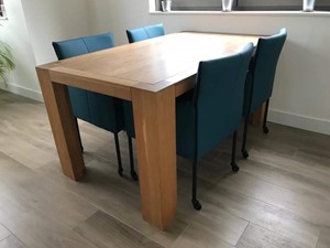 Leren eetkamerstoel more, turquoise leer, turquoise keukenstoelen