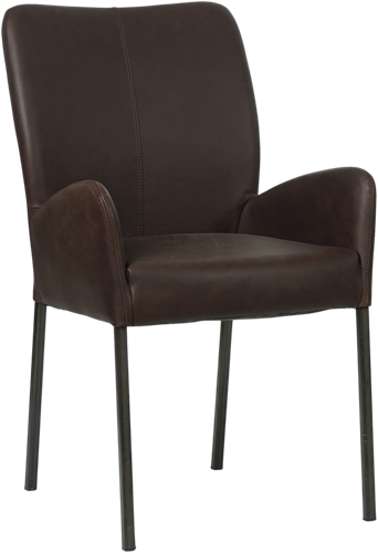 OUTLET set van 4 Leren eetkamerstoelen Shy - Rancho leer Brown