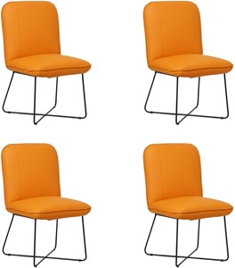 Set van 4 Oranje leren industriële design eetkamerstoelen Smile - Toledo Leer Mandarin (oranje leer)