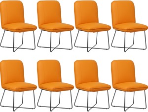 Set van 8 Oranje leren industriële design eetkamerstoelen Smile - Toledo Leer Mandarin (oranje leer)